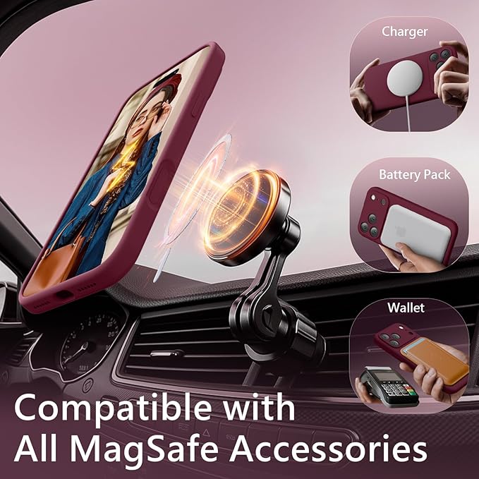FireNova Magnetic for iPhone 17 Pro Case, Compatible with MagSafe, [Integrated Silicone Camera Control Button] [Camera Protection] Anti-Scratch Microfiber Lining Phone Case, 6.3", Plum