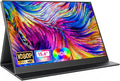 CJkao Portable Monitor 15.6” FHD 1080P USB-C & HDMI Display Ultra-Slim IPS Screen w/Smart Cover, Dual Speakers, HDR, Eye-Care, External Monitor for Laptop, Mac, Phone, PS5, Xbox, Switch, Black