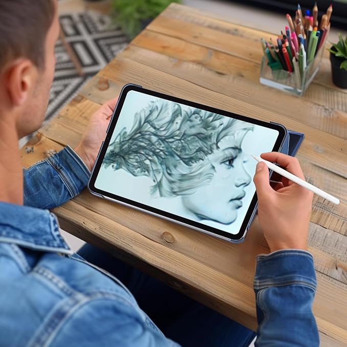 ProCase for iPad Pro 13 Inch Case M5 2025/ M4 2024, Smart Cover iPad Pro M5 M4 Case 13 Inch, Slim Stand Translucent Hard Shell Back, Supports Touch ID, Auto Wake/Sleep -Darkblue