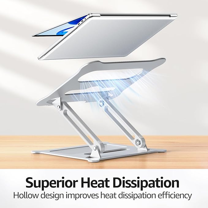 Urmust Laptop Notebook Stand Holder Adjustable Laptop Stand Portable Computer Riser Compatible with MacBook Air Pro HP Dell XPS Lenovo All Laptops 10-15.6"(Silver)