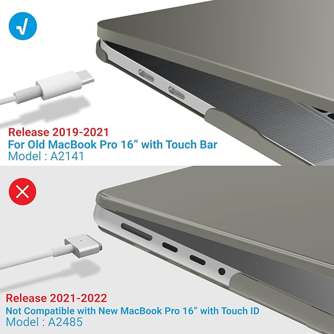 IBENZER Compatible with MacBook Pro 16 Inch Case A2141 Release 2020 2019, Hard Shell Case with Keyboard Cover & Type C Adapter for Old Version Mac Pro 16’’, Gray,T 16GY+1TC