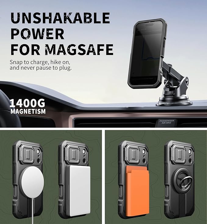 Dexnor for iPhone 17 Pro Case with Privacy Screen Protector, [2 Front Frame & Built-in Flip Camera Cover & Kickstand], Compatible with MagSafe, Heavy-Duty Rugged Shockproof Case, 6.3 inch Black