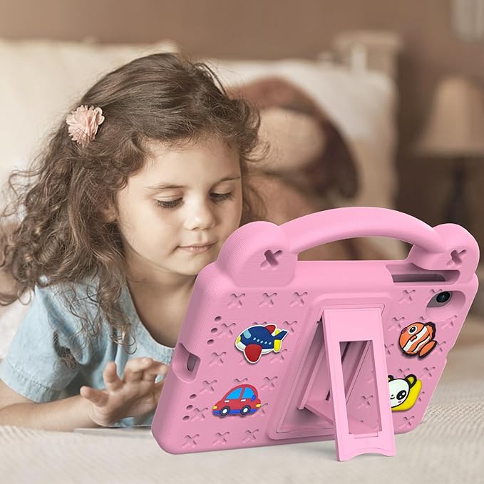 AKABEILA Compatible with ONN 7.0 Tablet (4nd Gen)-100135924(2024) Tablet Case, Kids Friendly Universal Lightweight Shockproof Protective Case with Shoulder Strap & Stand Handle & Pen Tray Pink