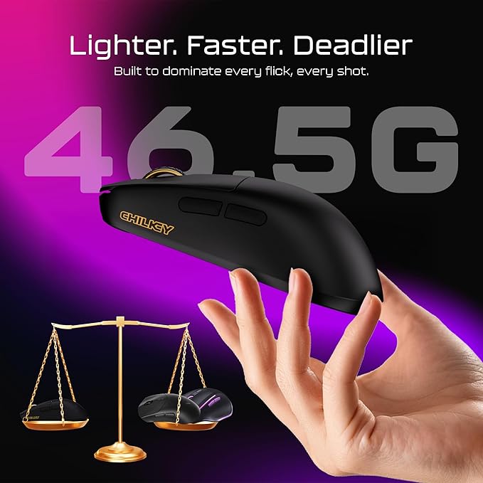 OOCTPK Chilkey Wireless Mouse, Glacier LW 8K L Gaming Mouse with LCD Screen, 8K Polling Rate, 30000 DPI Optical Tracking, 750 IPS, Bluetooth/2.4GHz/USB-C, 47g Ultra-Lightweight, 100 Million Clicks