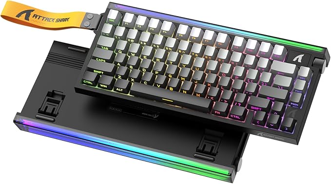 ATTACK SHARK R85HE Wired 75% Hall Effect Rapid Trigger Mechanical RGB Gaming Keyboard with 8K Polling,0.05mm RT Accuracy,0.08MS Latency,Magnetic Switch,5 Layer Sound Damped,Driver for PC(Moonlight)