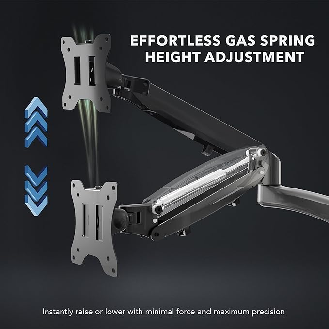 Mount-It! Triple Monitor Mount, 3 Monitor Desk Mount with Gas Spring Arms, Fits 13–32 Inch Screens up to 17.6 lbs per Arm, VESA 75 & 100, Clamp or Grommet Base, USB-A & C Ports, Black