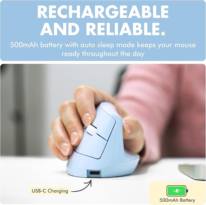 X9 Performance Wireless Vertical Ergonomic Mouse - (BT + 2.4Ghz) - Click in Comfort - Up to 4000 DPI, 6 Button, Rechargeable - Bluetooth Ergonomic Vertical Mouse Wireless - for Mac and PC - Blue