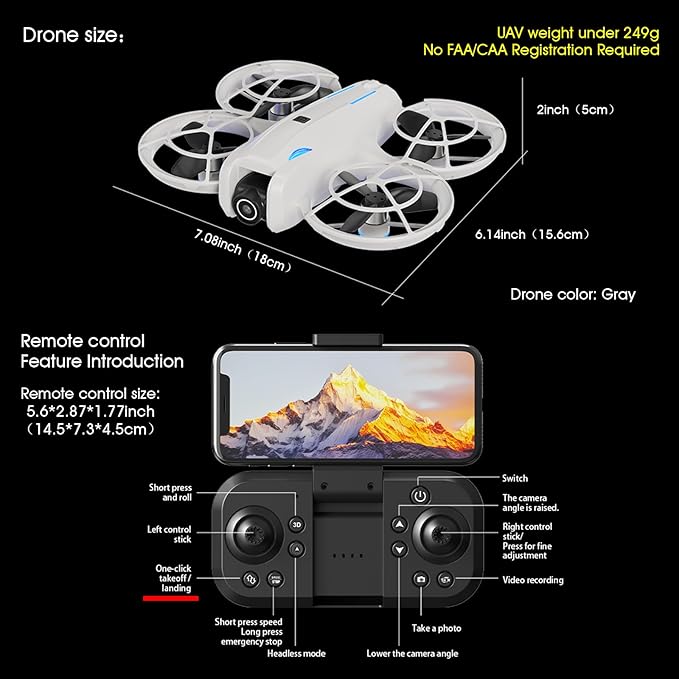 drone with Camera 4K for Adult Beginners,RC Quadcopter featuring Altitude Hold, One-Key Takeoff/Landing, Auto Follow,3-Speed Adjustment,Stunt Roll -Ideal Holiday Gift.