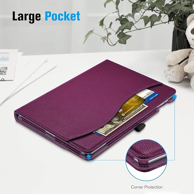Fintie Case for iPad Pro 9.7 Inch 2016 Release Tablet- [Corner Protection] Multi-Angle Viewing Folio Smart Stand Back Cover with Pocket, Pencil Holder, Auto Wake/Sleep, Purple