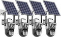 SANSCO 2K Dual Lens Solar Security Camera Wireless Outdoor, No Wires Needed, 2.4G & 5G WiFi, 360° PTZ Home Security Camera, Spotlight Color Night Vision, 2-Way Audio, PIR Motion Detection (4 Pack)