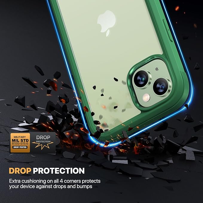 Diaclara Designed for iPhone 15 Case, Full Body Rugged Case with Built-in Touch Sensitive Anti-Scratch Screen Protector, with Camera Lens Protector for iPhone 15 6.1" (Green)