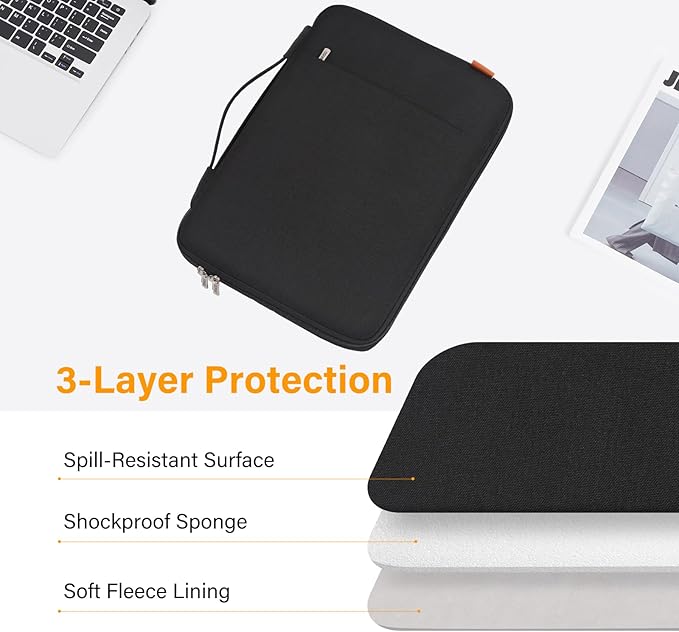 DOMISO Computer Bags, Laptop Case Sleeve Cover for 16 inch MacBook Pro M4/M3/M2/M1 Pro/Max A3403 A3186 A2991 A2780 A2485 A2141,Compatible with 15.6 inch HP Lenovo Dell XPS 16 with Small Case, Black