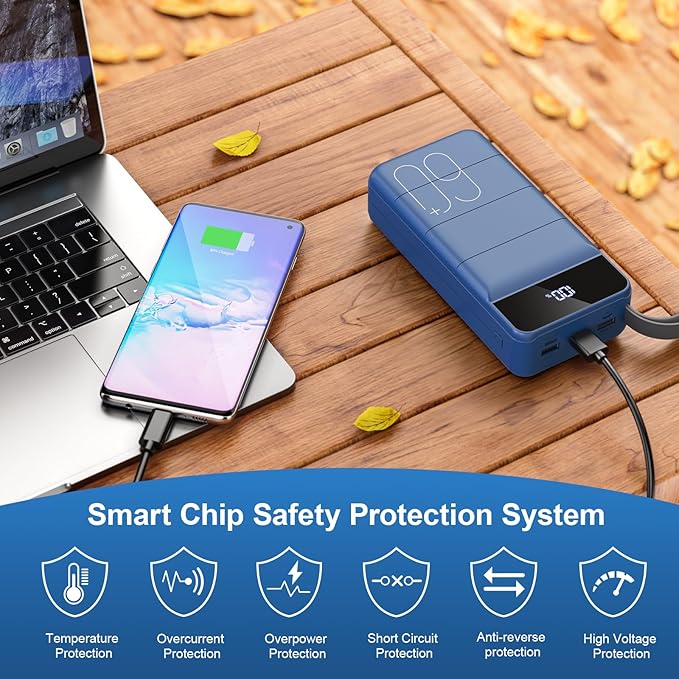 Portable Charger Power Bank 60000mAh Fast Charging 22.5W PD4.0 & QC 4.0 with USB C Battery Pack Charger Portable High Capacity Portable Phone Charger Power Bank for iPhone, Samsung, Travel (Blue)