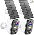 MISECU 2K Solar Camera Outdoor Wireless, WiFi Cameras for Home Security with Solar Panel, Spotlight Color Night Vision, AI Motion Detection, Siren Alarm, 2-Way Talk, IP66, Cloud/SD Storage 2 Pack