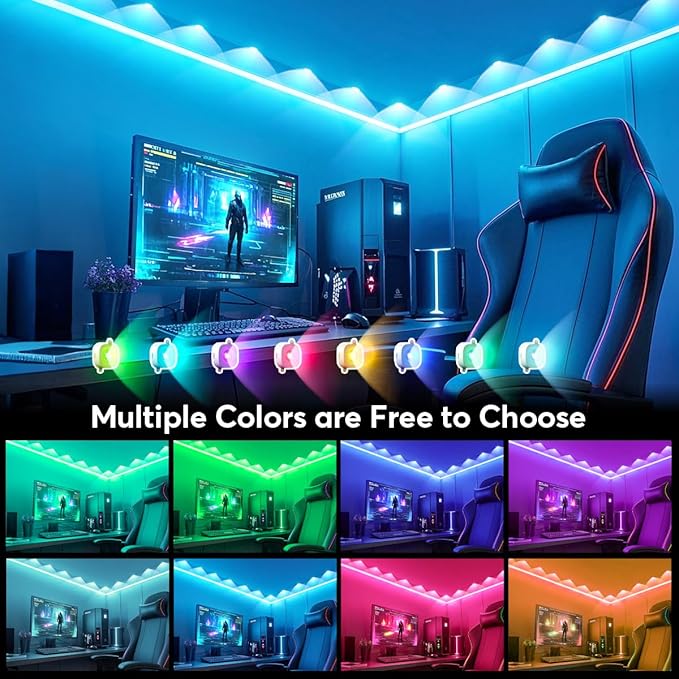 USB Indoor Eaves Lights 16.4ft, Smart RGB App Control led Strip Lights with 17 LEDs, LED Rope Lights, Color Changing Lighting for Home Decor, Party, Daily, Halloween,Christmas