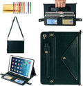 Handbag Case for 9.7-inch iPad 2018 2017 (iPad 5th/6th Generation), iPad Air/Air 2 Case, Techcircle Folio Stand PU Leather Crossbody iPad Cover with Hand Strap, Pen Holder Wallet Case, Midnight Green