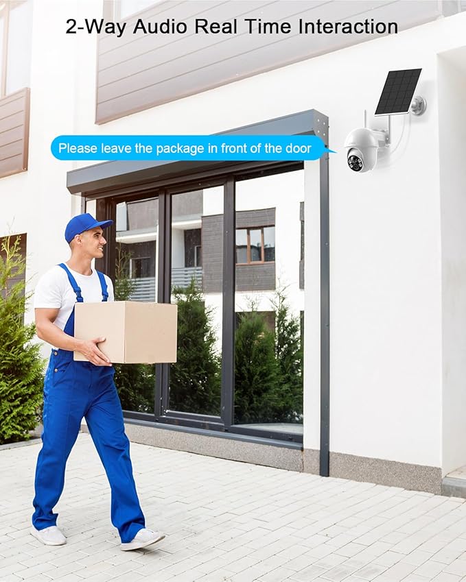 ANRAN Security Camera Wireless Outdoor, 2K Solar Outdoor Camera with 360° View, Smart Siren, Spotlights, Color Night Vision, PIR Human Detection, Pan Tilt Control, 2-Way Talk, IP65, Q1 White