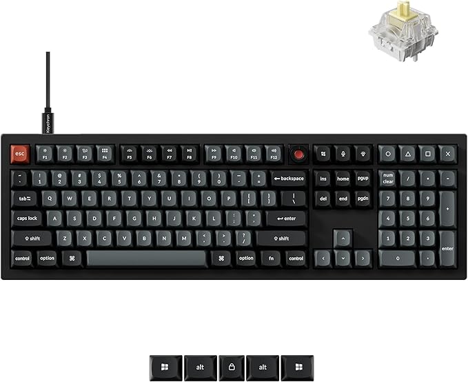 Keychron V6 8K Full Size Wired Mechanical Keyboard with Programmable Knob, 8000 Hz Polling Rate, OSA PBT Keycaps, Hot-swappable Super Banana Switchs, RGB Backlit for Mac Windows Linux