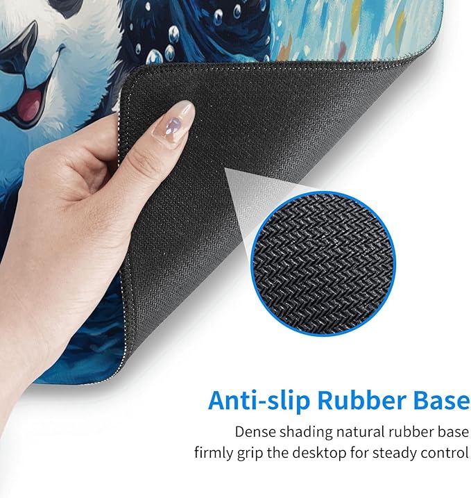 Cute Panda Mouse Pad XL Large Mousepad Non Slip Rubber Base Desk Mat for Laptop Computer Gaming 31.5" X 12"