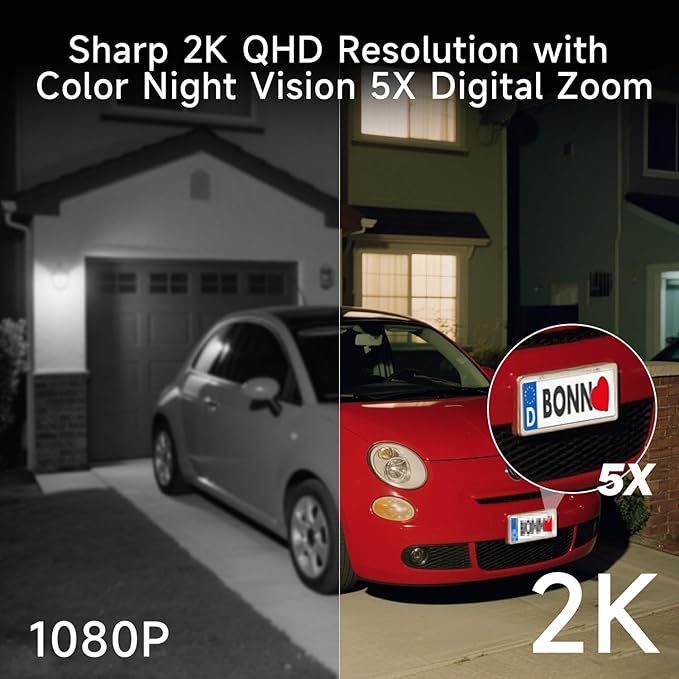 5G/2.4G WiFi Security Camera Outdoor Wireless, 2K Outdoor Wireless Cameras for Home Security with AI Detection, Siren, Color Night Vision, IP66 Waterproof, 2-Way Audio, Works Alexa& W1 1PC W