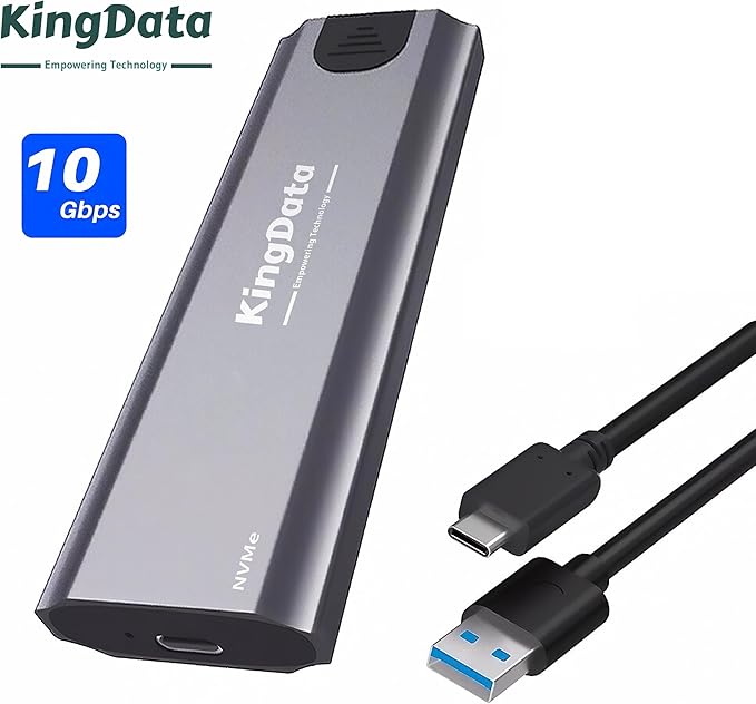 M.2 NVMe Enclosure, Tool-Free 10Gbps USB 3.1 Adapter for 2230/2242/2260/2280 M.2 SSD With USB C to A Cable