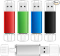 AreTop 4GB USB C Thumb Drive USB 2.0 Dual Flash Drive 4GB USB Drive 2-in-1 Portable Type-C Memory Stick for Android Smartphone, Computers, MacBook, Tablets, PC, 5 Pack