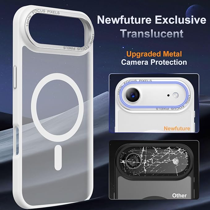 Newfuture Magnetic for iPhone Air Case [Compatible with Magsafe] [Military Grade Drop Protection] Translucent Matte Anti-Scratch Shockproof Protective Phone Cover 6.5 Inch, Frosted White