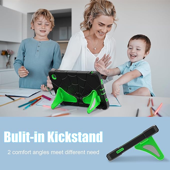 AKABEILA Compatible with Samsung Galaxy Tab A7 Lite 8.7 inch T225/T220(2021) Tablet Case，Lightweight Shockproof Rugged Protective Cover with Kickstand for Kids Children Boys Babies Dark Green