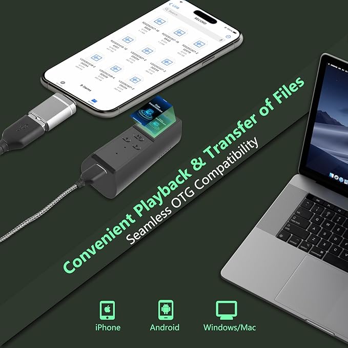 128GB Digital Voice Recorder with Playback: Magnetic Audio Recorder with AI Noise Cancellation, 230 Hours Continuous Recording Device, Voice Activated Recorder for Lectures Meetings Interviews