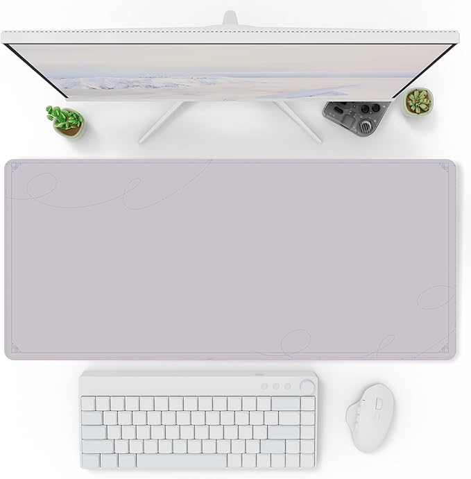 Pixio Mouse Pads - 36 x 16 inch XXL Caligraphy Purple Multifunctional Large Desk Mats for Gaming, Office, Desktop Anti-Slip Waterproof Washable Computer Mouse Mat