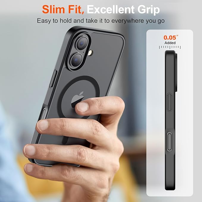 SUPFINE Magnetic for iPhone 17 Case (Compatible with MagSafe)(Military Grade Drop Protection) Translucent Matte Shockproof with Anti-Fingerprint Phone Cover,Black