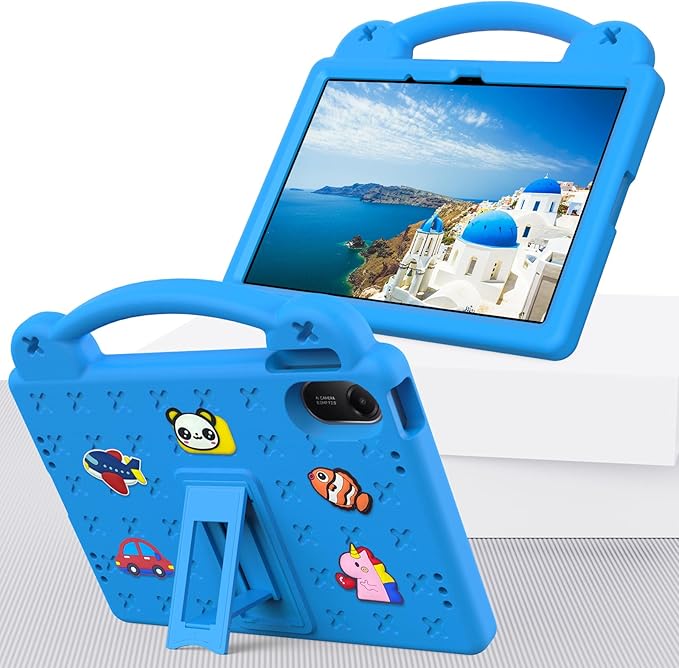 AKABEILA Compatible with Xiaomi Redmi Pad 2 2025 11 inch Tablet Case, Kids Friendly Universal Lightweight Shockproof Protective Case with Shoulder Strap & Stand Handle Sky Blue