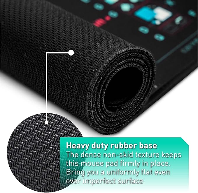 Pixiecube Windows, Office, Excel, Adobe Photoshop Shortcut Keys Extended Large Mouse Pad | Gaming Desk Mat for PC. Stitched Edge Non-Slip Base Mousepad, Keyboard Mat