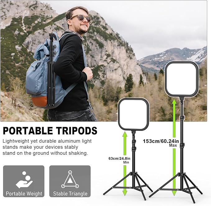 ALTSON 3 Pack LED Video Panel Light, 2500-8500K Dimmable Studio Lights with Tripod Stand & Phone Holder, 78" Photography Lighting Kit for Video Recording, Game Streaming, Photography, Tiktok, YouTube