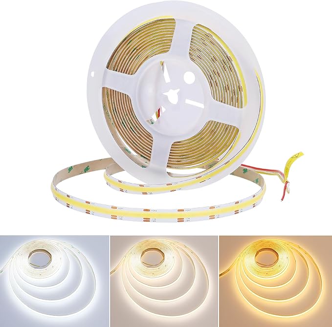 JOYLIT 24V COB LED Strip Lights White CCT 2700K-6000K 610LM/FT Ultra Bright, UL Listed 16.4ft 640LEDs/M High Density CRI 92+ 90W Dimmable Tunable White LED Tape Light for Commercial, Residential