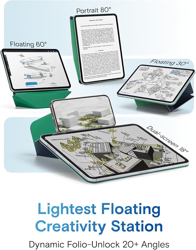 MOFT Dynamic Folio Tablet Stand for Desk Compatible with iPad Pro 13-inch (M5 2025/M4 2024), Slim Magnetic Tablet Holder Case with 20+ Viewing Angles, Navy Blue x Oz Green