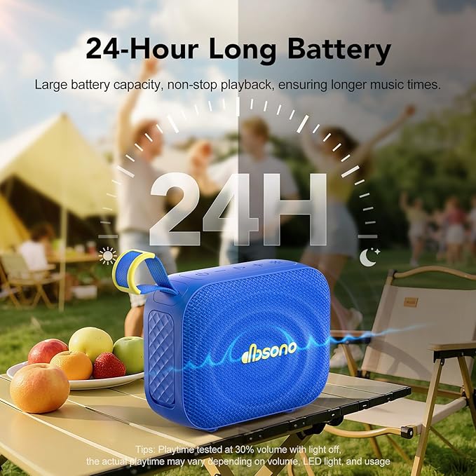 Portable Bluetooth Speaker Waterproof Gift: IPX5 HD Sound Up to 24H Playtime, TWS Pairing, Wireless Speakers with Lights, Mom Gifts, Outdoor|Travel| Camping|Pool|Beach Essentials Accessories-Blue