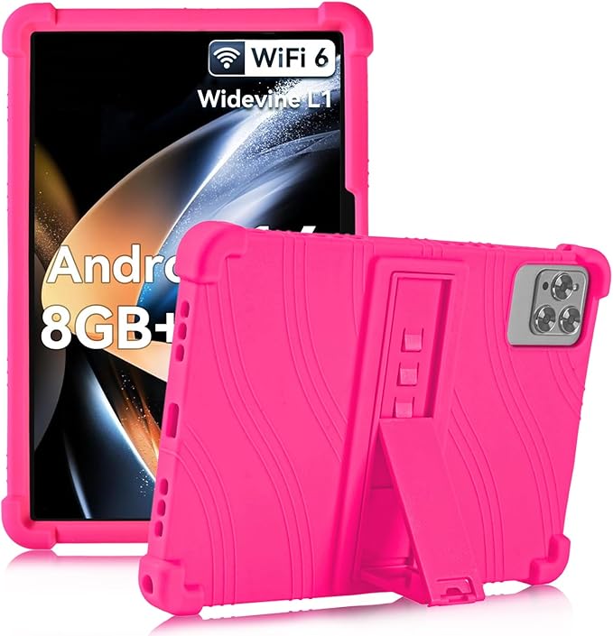 ATOOZ for ROWT 10.1 inch Tablet Case,Soft Silicone Case for ROWT A10/SVITOO Tab 10/Aiprotablet C20e/ZONKO D115/MB1001 10.1 inch Tablet with Stand (Rose Red)