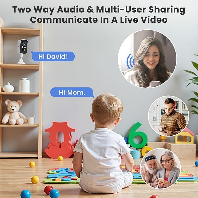 Security Camera Wireless Outdoor, 2.4G WiFi, Battery & Solar Powered, Magnetic, Free Human Detection, Free 7-Day Cloud/SD, Night Vision, Siren, 2-Way Talk, 2K, IP65