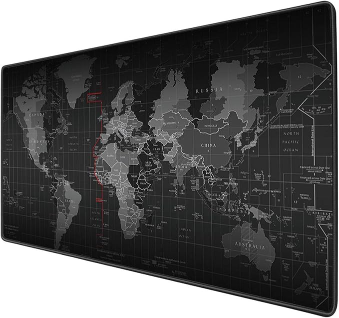 Benvo Extended Mouse Pad Large Gaming Mouse Pad- 35.4x15.7x0.12 inch Computer Keyboard Mouse Mat Non-Slip Mousepad Rubber Base and Stitched Edges for Game Players, Office, Study World Map Design