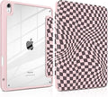 Case for iPad Air 11 inch M4 2026 M3 2025 Release with Pencil Holder - Aesthetic Cute Design Trifold Cover with Soft TPU Bumper Clear Back Auto Sleep/Wake for Girls Women, Abstract Lattice