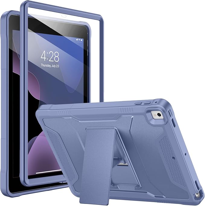 Soke Case for iPad 6th/5th Generation 9.7 Inch 2018/2017,with Built-in Screen Protector and Kickstand, Rugged Full-Body Heavy Duty Protective Cover for Apple iPad Air 2 /Pro 9.7 - Lavender Gray
