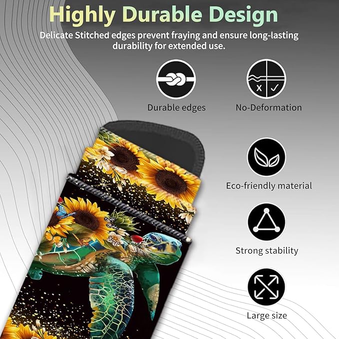 Extended Non-Slip Mouse Pad + Mouse Wrist Rest + Lace-Shaped Coaster Set, Ergonomic Design, Suitable for Desk and Home Gaming Table Mat, Starry Night and Turtle Sunflowers