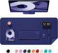 Desk Pad, 35.5" x 17" PU Leather Non-Slip Desk Mat Large Mouse Pad for Desktop, Waterproof Laptop Computer Writing Mat for Office, Home, Work, Gaming, Violet Blue