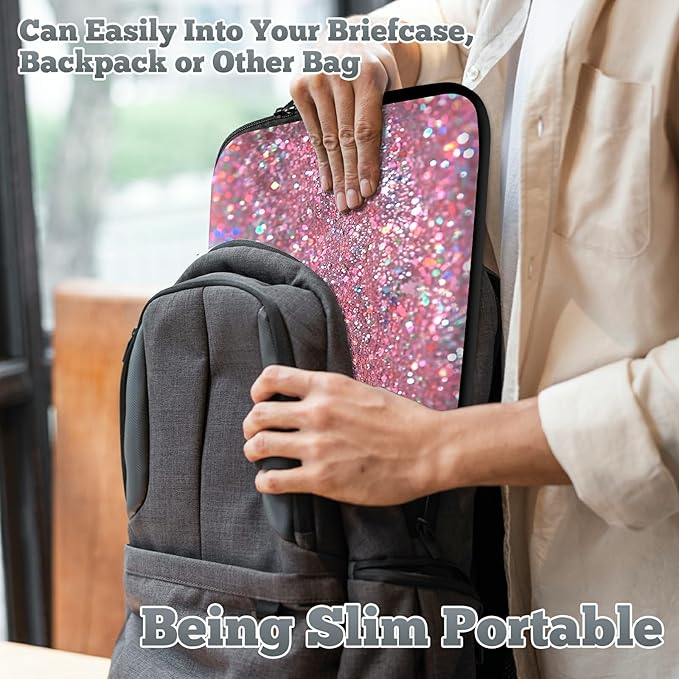 Laptop Sleeve Case Bag 13 inch, Pink Glitter Slim Carrying Case Handbag Travel Laptop Bag for 13 inch MacBook Air M3/M2/Pro M2/ 13" iPad Pro/Air M4/M2 2024