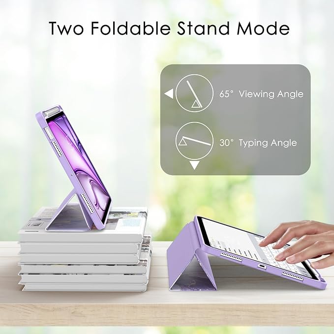 Soke Case for New iPad Air 11 Inch (M4/M3/M2, 2026-2024), iPad Air 5th/4th Generation 10.9 Inch (2020-2022) with Pencil Holder, Soft TPU Back Cover & Auto Sleep/Wake, Lilac Marble