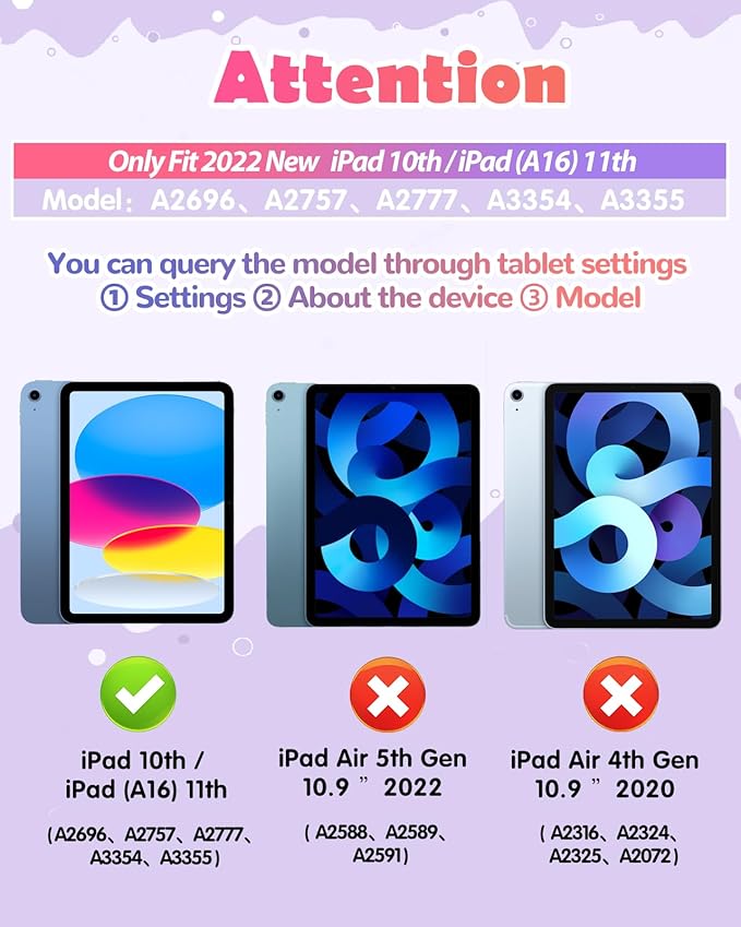 Wazzasoft for iPad A16 Case/10th Generation Case - Soft Silicone Tablet Cover for iPad 11th 11 Inch/10th 10.9 Inch Funda Girls Women 3D Cartoon Cute Cat Kitten with Rotating Stand & Strap
