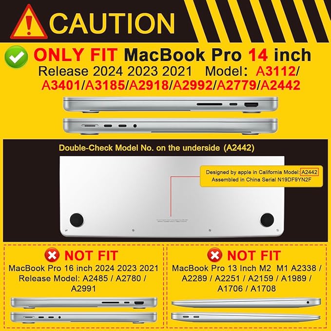 Batianda for MacBook Pro 14 Inch Case 2026-2021 Release M5 M4 M3 M2 M1 Pro/Max, 1.2mm Slim Creative Graphic Hard Shell Cover with Keyboard Cover, Screen Protector 4-in-1 Bundle, Shark