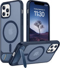 Magnetic Compatible with iPhone 12 Pro Max Case, [Built-in Invisible Kickstand][Compatible with MagSafe][Military Grade Shockproof] Slim Translucent Matte Phone Case for iPhone 12 Pro Max 6.7"