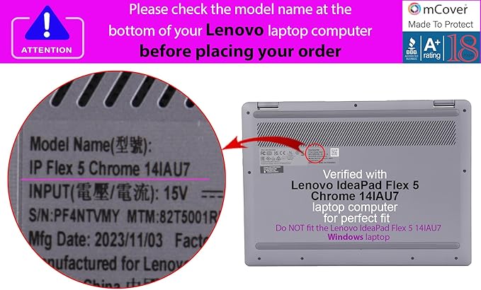 mCover Case ONLY Compatible for 2022-2025 14" Lenovo IP Flex 5 Chrome 14IAU7 (Plus) Convertible Chromebook Laptops (NOT Fitting Other Lenovo Models)- Purple